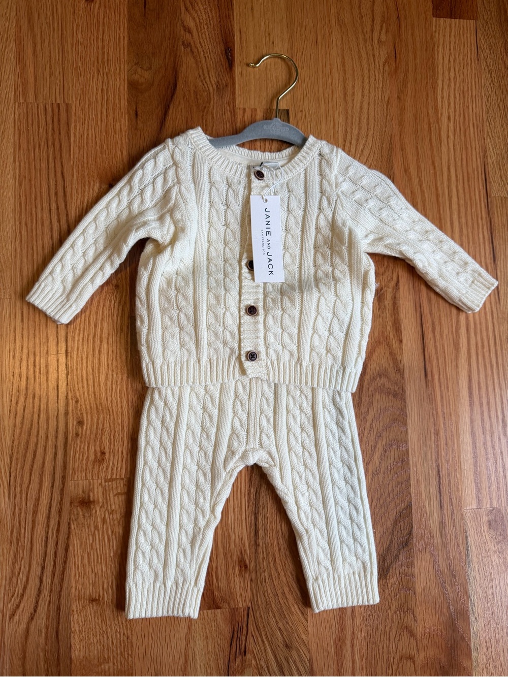 NWT Janie and Jack Cream Cable Knit Two-Piece Set